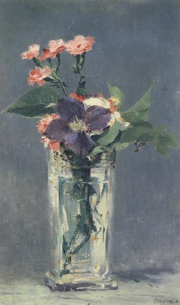 Edouard Manet Carnations and Clematis in a Crystal Vase (mk40) oil painting picture